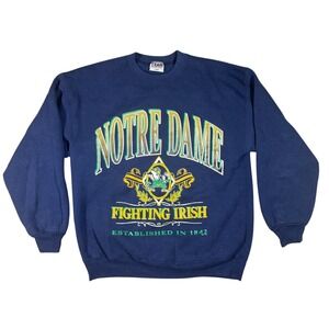 Team Edition Notre Dame Fighting Irish Sweatshirt Graphic Pullover L Navy Blue